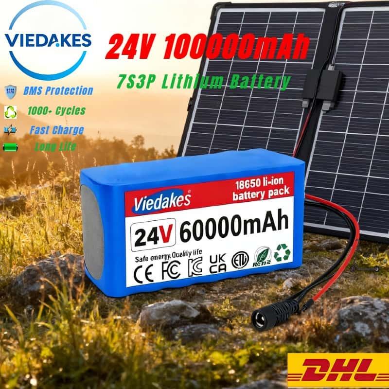 High Capacity 24V 100Ah Rechargeable Battery 7S3P Lithium Battery With Charger 24v Battery For Wheelchair with BMS Protection