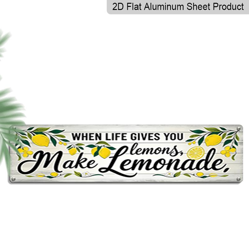 

15.7×3.94inch, 2D Flat - 1pc of Metal Signage with A Rustic Farmhouse Theme That States, When Life Hands You Lemons - Aluminum Decorative Sign, Turn 40cm x 10cm