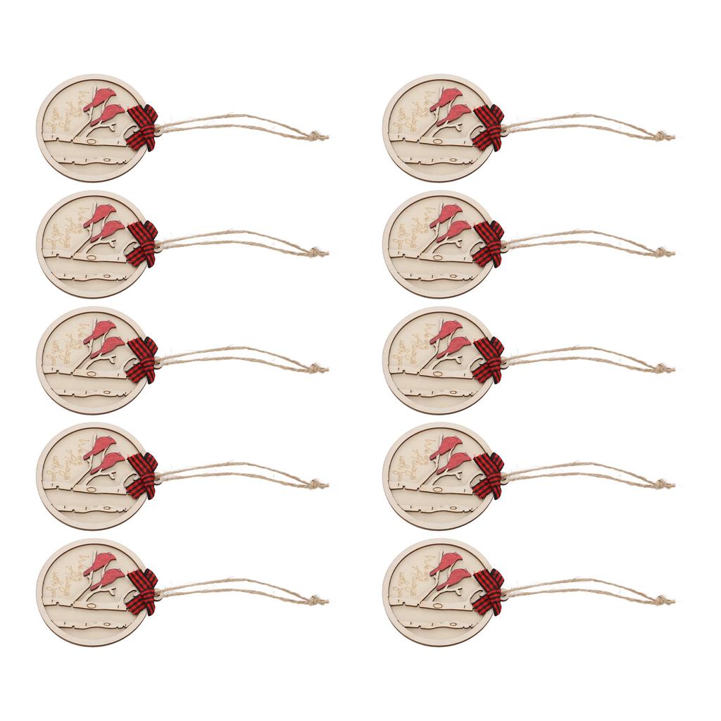 10Pcs Handmade Memorial Ornament Wooden Red Cardinal Ornament Hanging Memorial Christmas Decoration