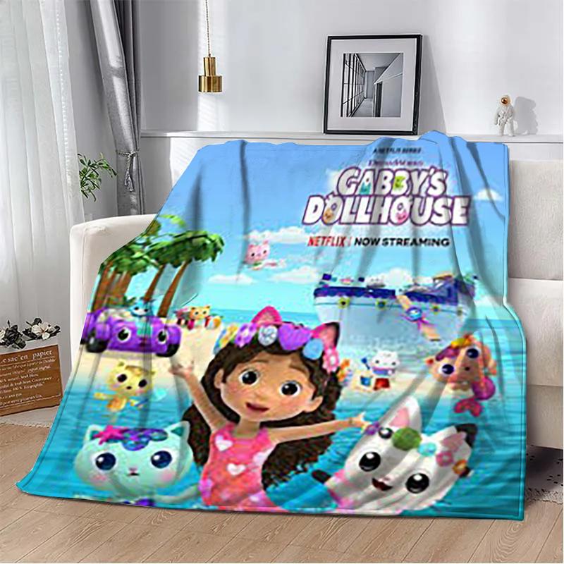 

Cute Gabbys Dollhouse Cartoon Blanket,Soft Throw Blanket for Beds Home Bedroom Sofa Picnic Travel Office Rest Cover Blanket Gift 75x90cm