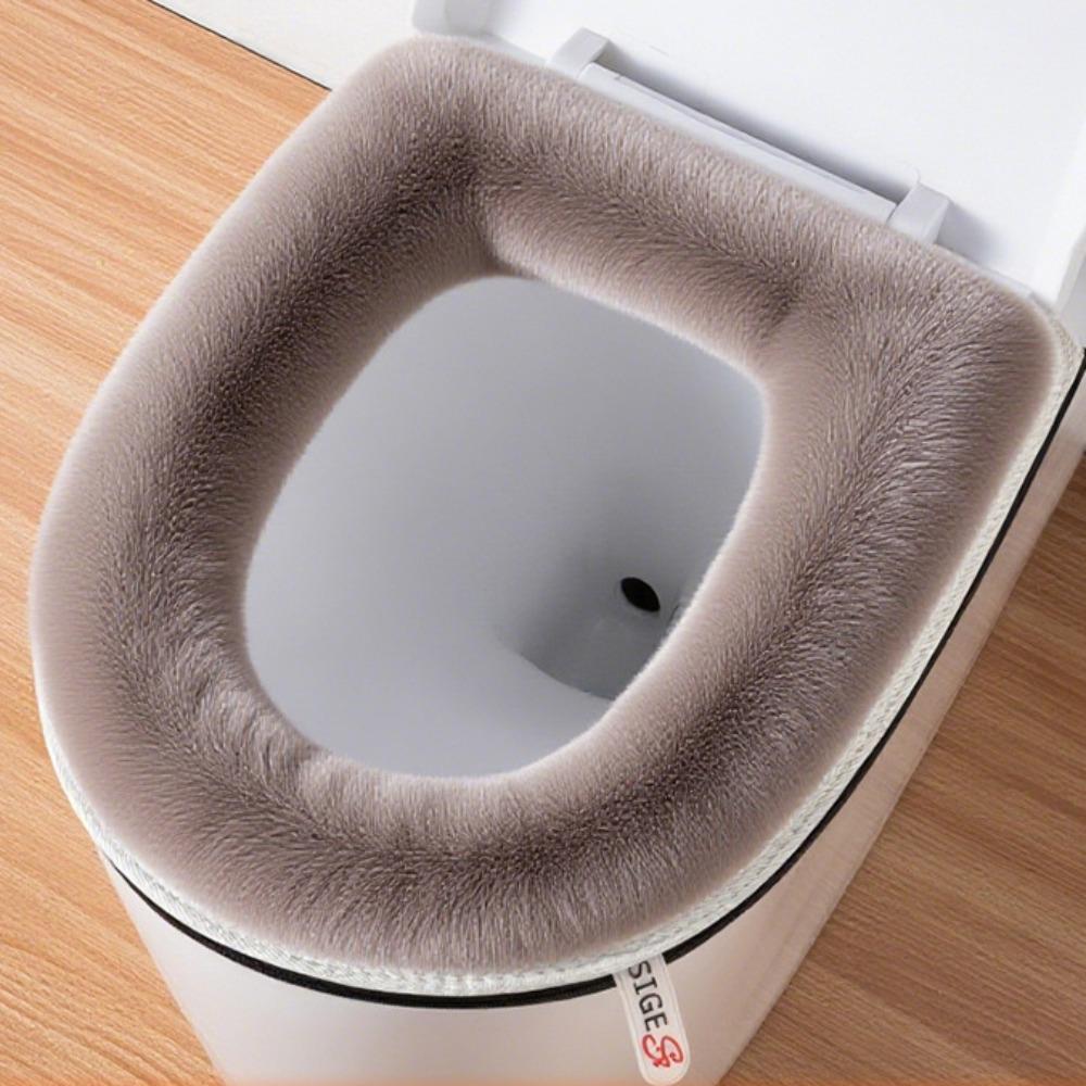 Zesílený potah na WC sedátko, teplý, s úchytem, polštářek na víko WC, omyvatelný, se zipem, potahy na WC sedátko, domácí potřeby