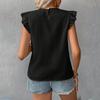 Women's Fashionable Round Neck Hollow Lace Short Sleeved Casual Shirt Top