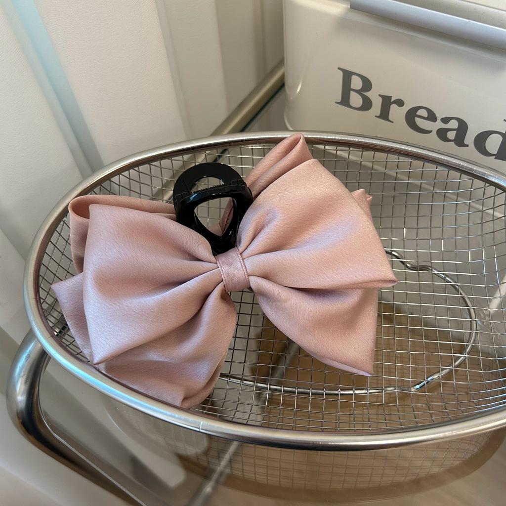 Large Double sided Bow Clasp Clip Korean Fashion Hair Crab  Satin  Hair Shark Clip Back Head Spoon Hair Clip