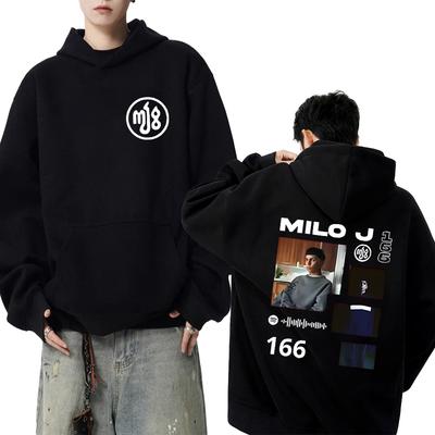 Hot Rapper Milo J 166 Album Double Sided Printed Hoodies 2025 New Unisex Vintage Hip Hop Streetwear Men Women Fleece Sweatshirt