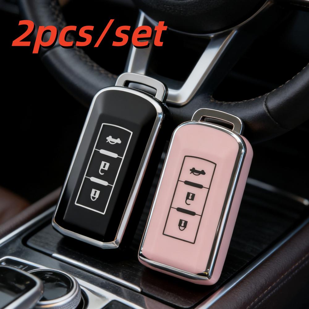 2pcs Car Key Case Covers For Mitsubishi Xpander Outlander ASX Pajero Eclipse Cross Montero Accessories