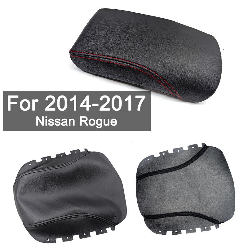 

Кожаная накладка на подлокотник Nissan Rogue X-Trail (2014-2017) - черный Black Leather Black Stitch