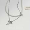 Korean Style Double-Layer Bow Pearl Necklace: Elegant, Sweet, Gentle Clavicle Chain for Women