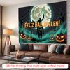 Party Backdrop Halloween Moon Flat Pumpkin Lights Skulls Spooky Silhouette Trees Photo Booth Decor Party Decor