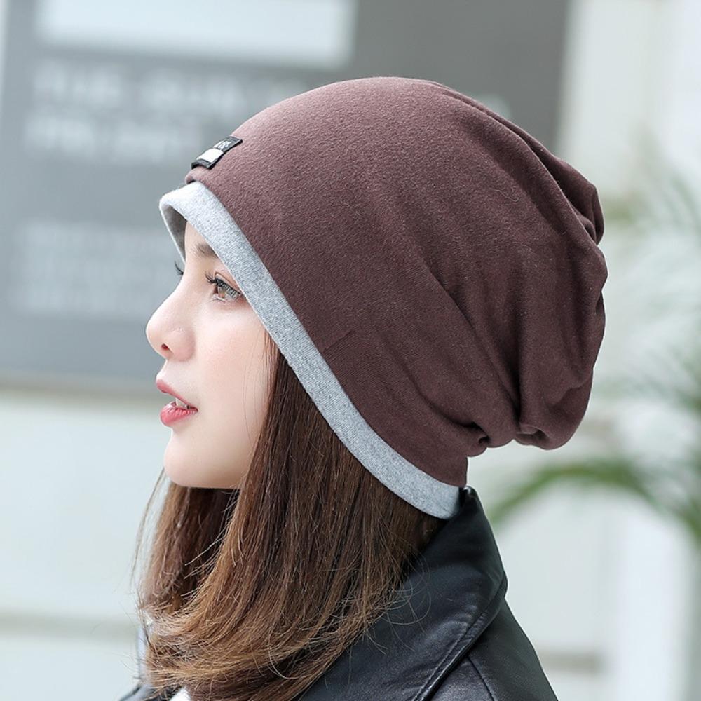 Solid Color Head Wrap Cap Ruffle Beanie Scarf Casual Turban Hat