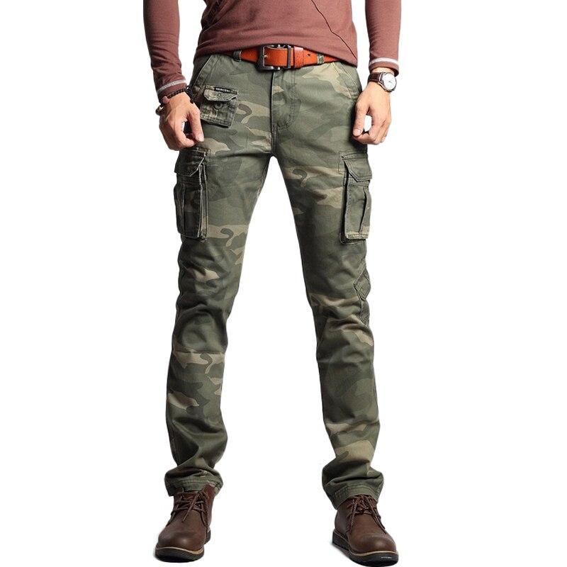 Men Military Cargo Pants Slim Regular Straight Fit Cotton Camouflage Green Yellow Overalls Casual Streetwear Trousers