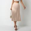 Damen Satinrock Sommer Lang Schlitz Professioneller A-Linien-Rock High Waist Rock