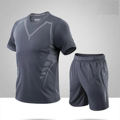 Mens Short Sleeve Sports Tee Gym Fitness Jogging Track Football Shirts Fashion Round Quick Dry Keep Cool Sets