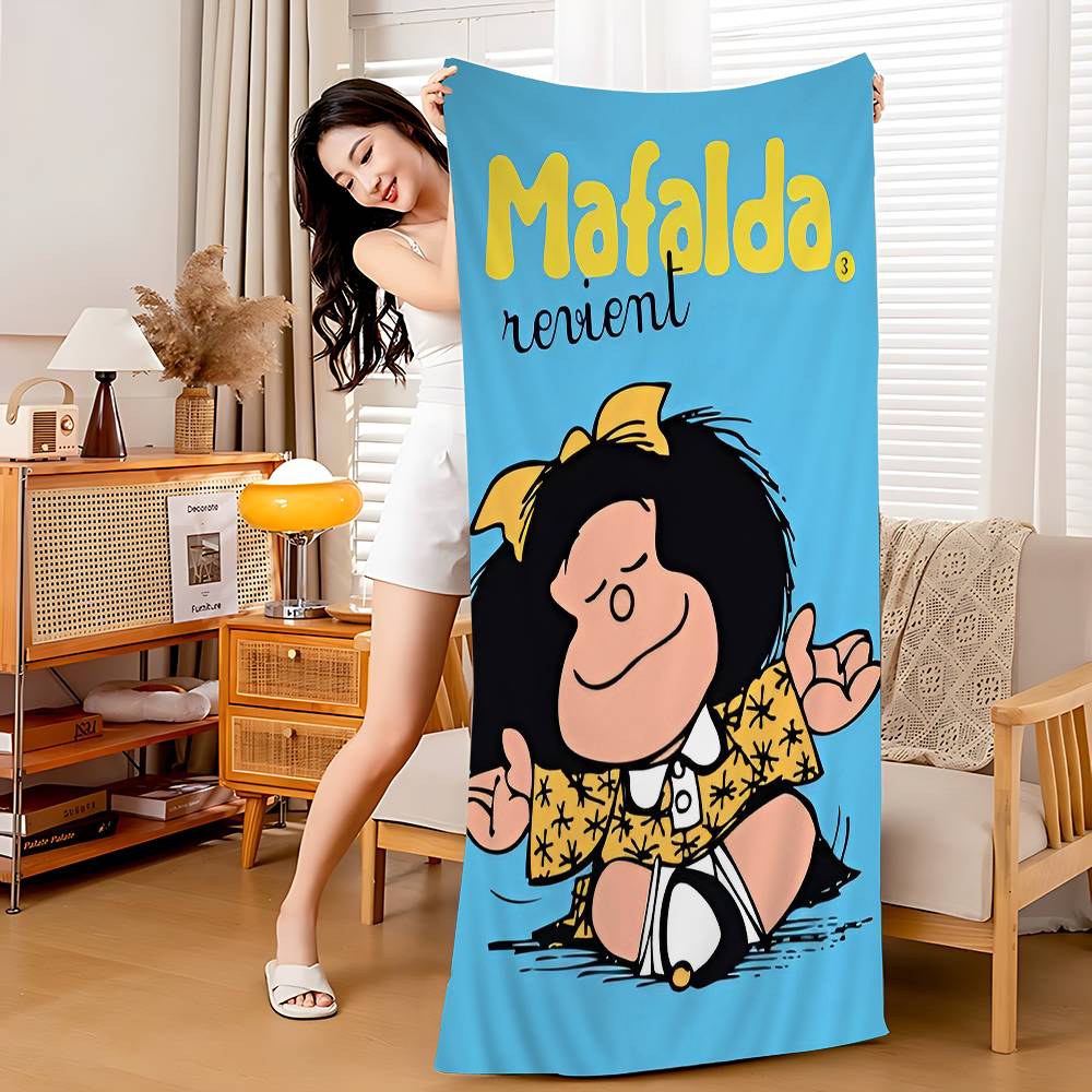 Cute Cartoon M-Mafalda Bath Towel Microfiber Soft Water Absorbing Breathable For Girl Kids Decorative Cartoon Beach Towel
