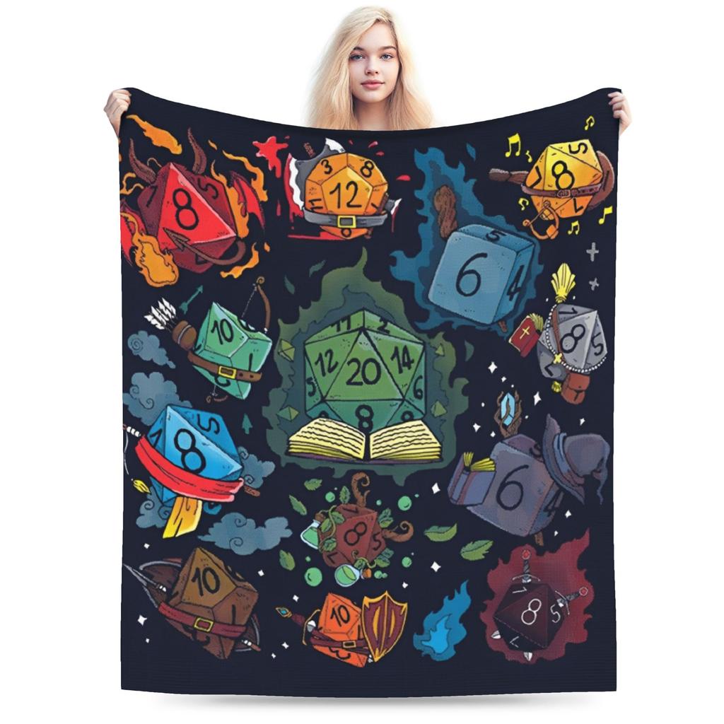 DND Flannel Throw Blanket Role-Playing Game Blankets for Bedding Outdoor Super Warm Bedroom Quilt