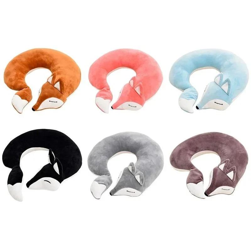 Travel Pillow U Shape Neck Pillow Cute Fox Pillow Hug Sleeping Pillows Ornamental Pillow Office Sleep Pillow 30*30*8CM