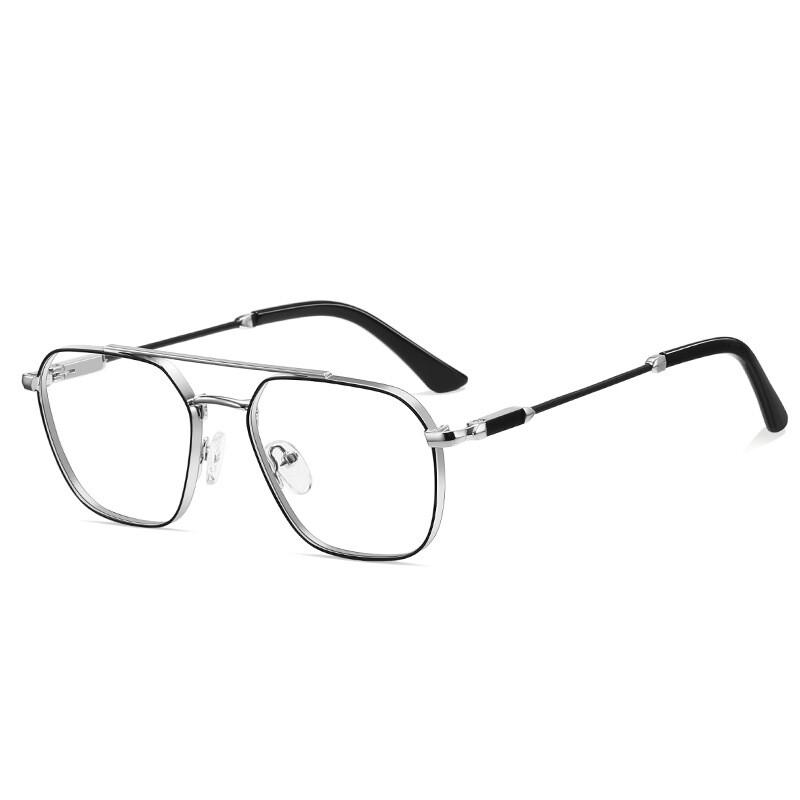 Metal Frame Blue Light Blocking Reading Glasses For Men Rero Double Bridge Square Eyeglasses Presbyopia Glasses