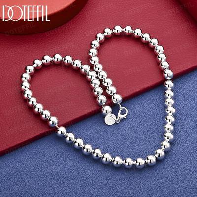 Gioielli da Matrimonio in Argento Sterling 925 Collana con Perline alla Moda da 16-30 Pollici 8mm