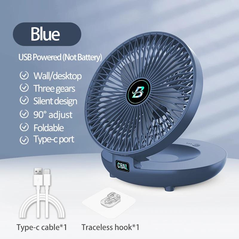 2026 Best Selling Rechargeable 90° Adjustable Desktop Fan Portable Air Conditioner Wall Mounted Fan Foldable for Home Office