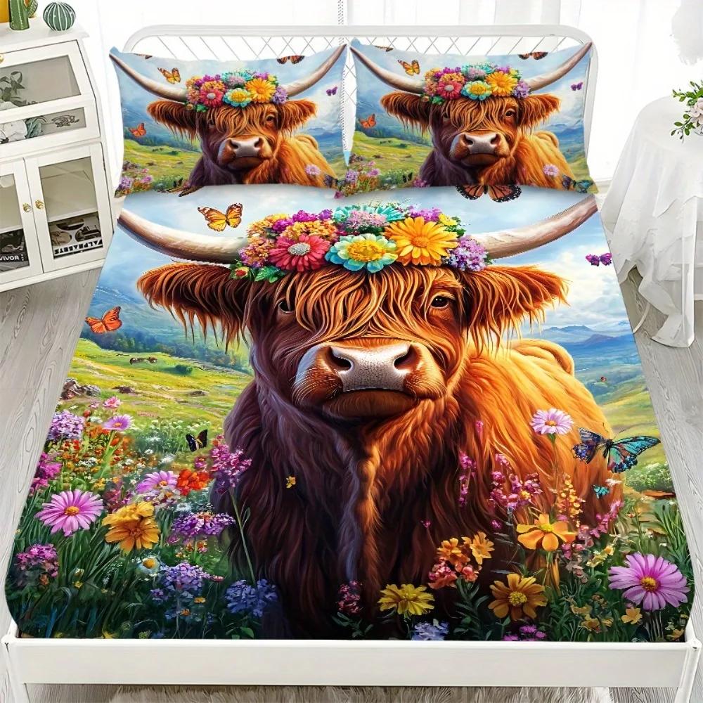 1 Stück Spannbettlaken Lila Katze Drachenaugen Spinne Gedruckt 100% Polyester Atmungsaktives Bettwäscheset für Heimdekor Ohne Kissenbezug