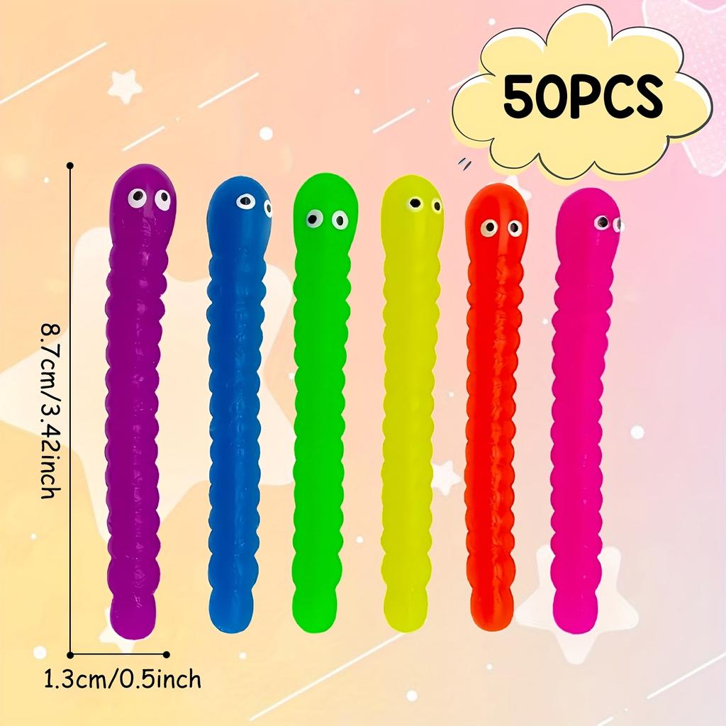 10/30/50Pcs Mini Colorful Soft Caterpillars Kids Birthday Party Supplies Pinata Fillers Halloween Decora Classroom Prize Gifts