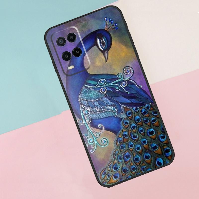 Bird Peacock Feather For Oppo A16 A76 A96 A15 A80 A60 A40 A94 A54 A98 A78 A18 A38 A58 A17 A77 A74 A57S Phone Case