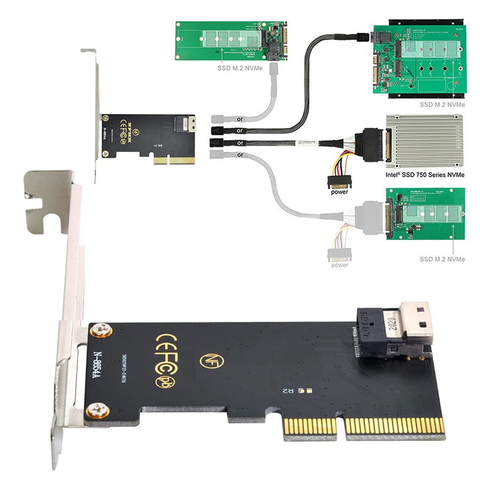 NFHK U.2 SFF-8639 NVMe PCIe SSD Cable and PCI-E 3.0 4.0~SFF-8654 SAS Card Adapter