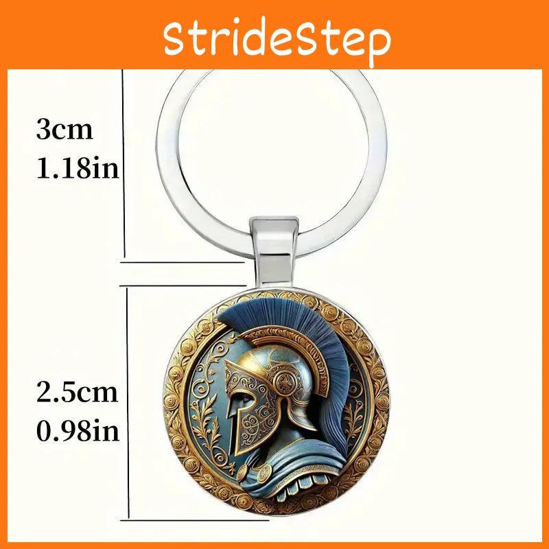 Vintage Roman Warrior Head Keychain Glass Alloy Accessory For Gift Giving And Decor