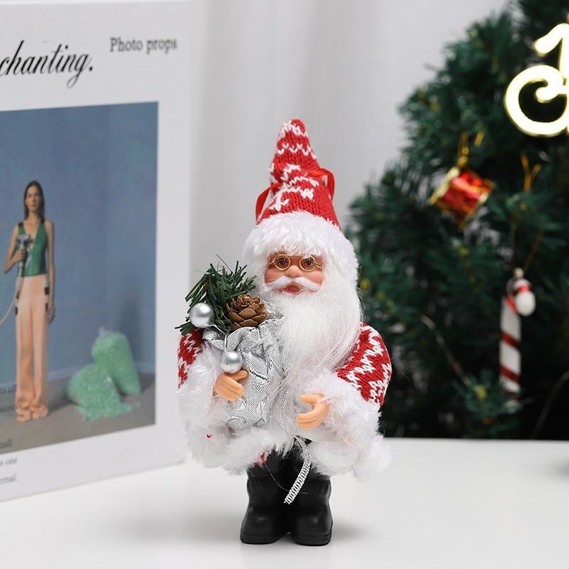 Cartoon Plush Santa Claus Standing Doll - Christmas Desktop Ornament