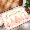 Winter Christmas Non Slip Red Black Plaid Bow Snowy House Design Indoor Outdoor Rug Xmas House Party Holiday Entry Decoration