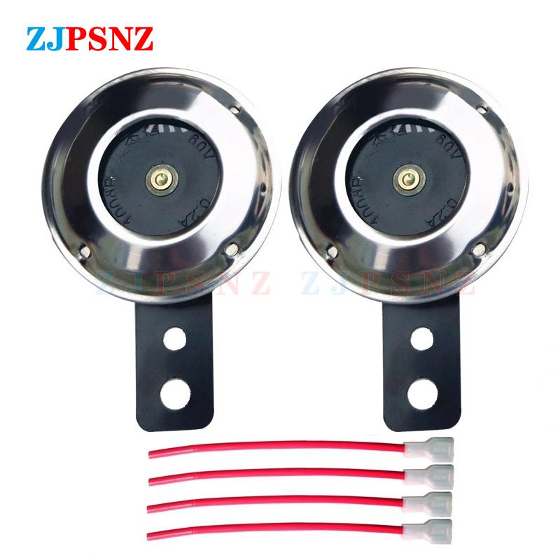 48V 60V Scooter Motorcycle Electric E-Bike Horn Chrome Plated Waterproof Super Loud Speakers Fit For Scooter Moped Dirt E-Bike Atv