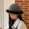 Fashionable Feather British Jazz Hat Children'S Sweet And Cool Street Retro Curled Top Hat Niche Design Concave Basin Hat