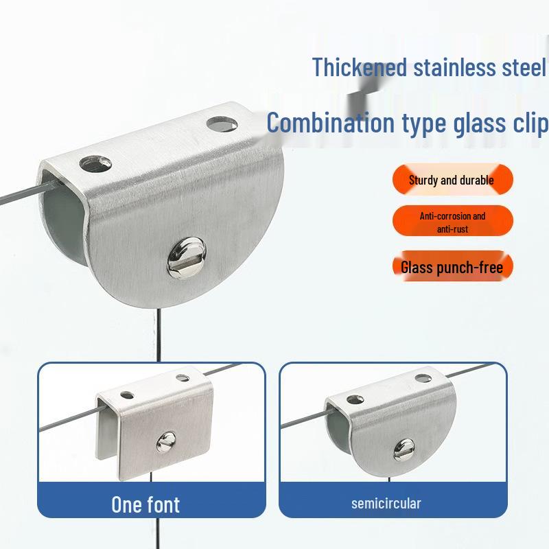 Nerezová skleněná svorka pro police a skříně