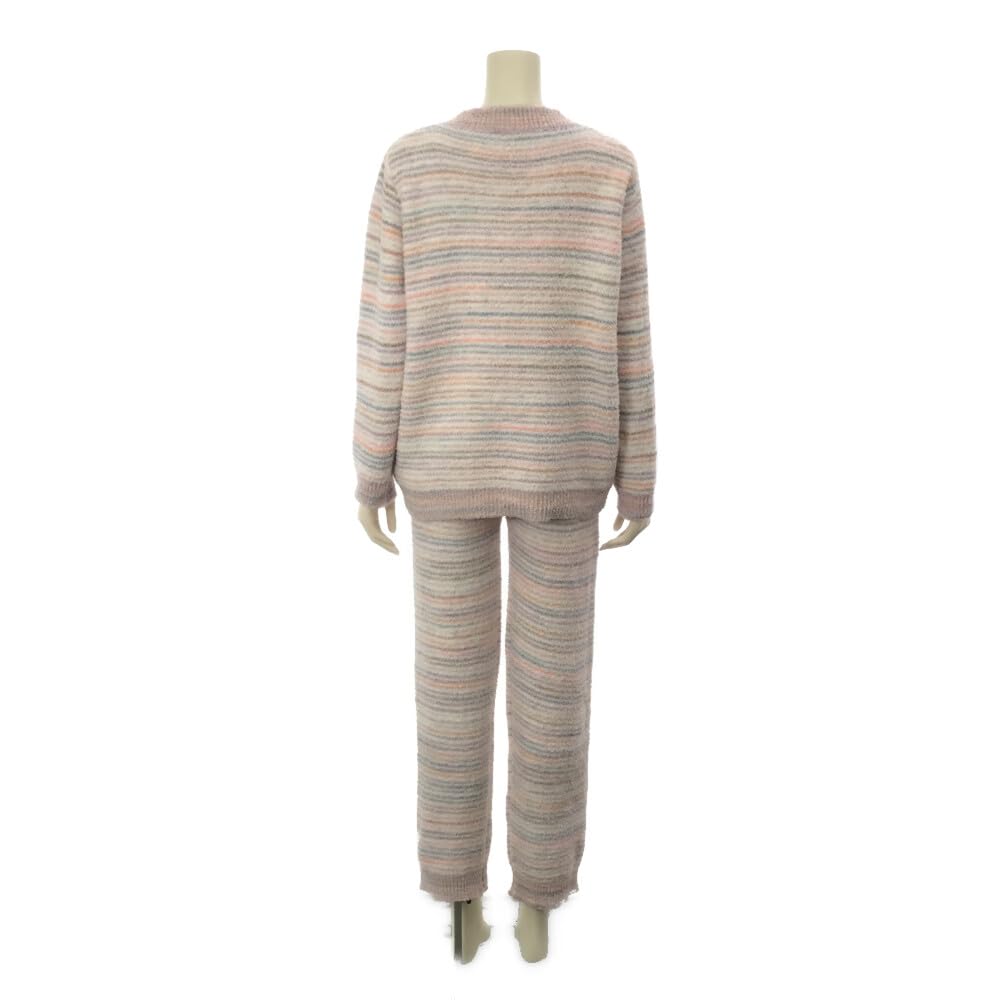 RAVIR Winter Fluffy and Cute Pajama Set with Soft Striped One Size Fits All Women's Loungewear, Set, Simple, Two-Piece Cardigan, White,