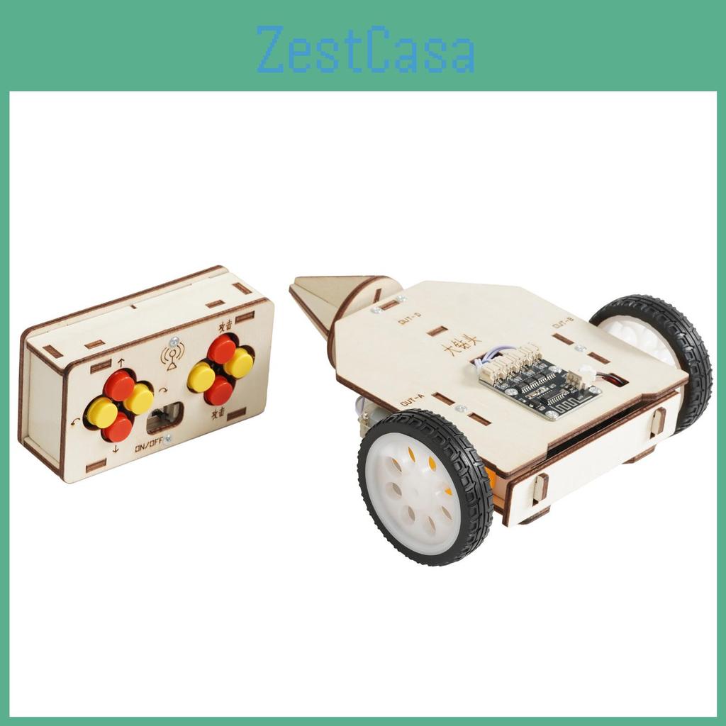 Hand Assembled Wooden Remote Controlled Combat Vehicle Toy With Large Bit Drill