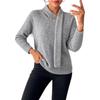 Design scarf collar knitted sweater women's autumn and winter loose V-shaped fake two-piece long-sleeved pullover casual knitted top