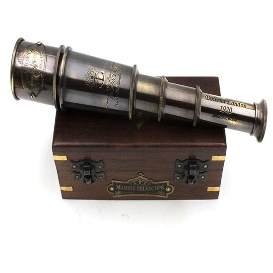 1920 Ship Captain's Working Telescope Brass Made Spyglass With Wooden Box Pirate's Instrument Brass Maritime Instruments Best Gift
