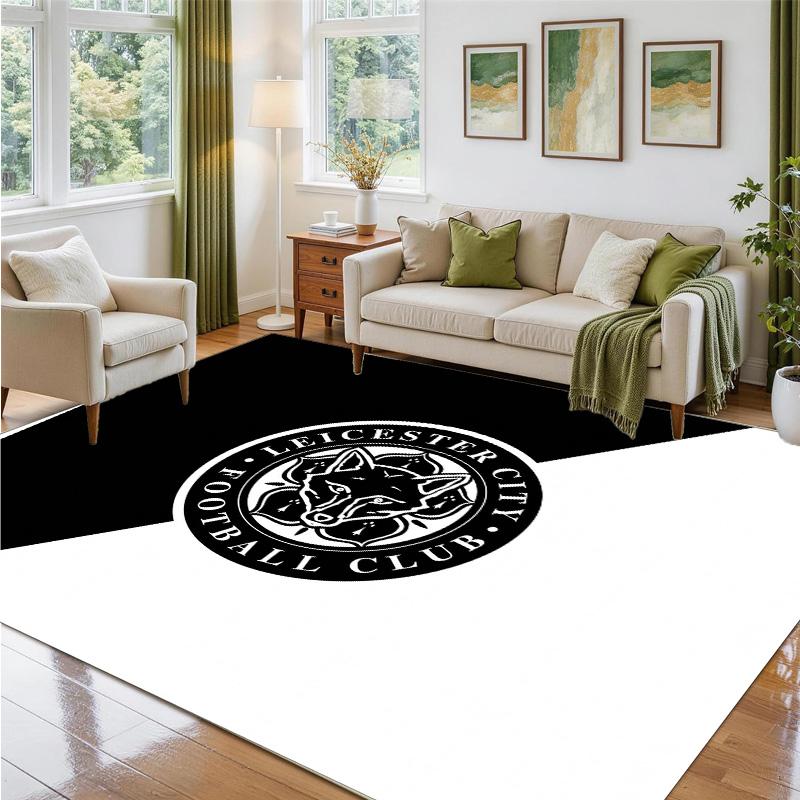 Leicester City Football Design Crystal Velvet Rug Soft Decorative Mat for Bedroom Entrance