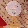 Embroidered Round Fan, Chinese Ancient Style Round Fan, Fairy-Like Hanfu Cheongsam Fan, Classical Palace Fan, Gardenia Jasmine Dance Fan