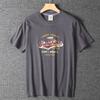 Men's Vintage Trendy Printed Round-Neck Casual Short-Sleeve T-Shirt Made of Pure Cotton, Washed and Brushed, for Summer Export