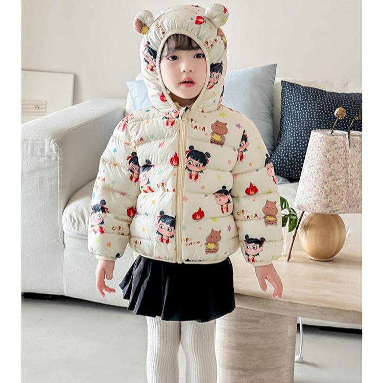 Mode Mädchen warme baumwollgepolsterte Kleidung koreanischer Stil Winter Baby Mädchen verdickte kurze baumwollgepolsterte Jacke Kinder Herbst niedliche Mäntel mit Blumendruck