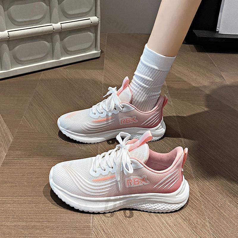 2025 Summer Women's Shoes New Breathable Mesh Hollow Fly Weave Women's Shoes Lace-up Vulcanize Shoes Women's Casual Sneakers