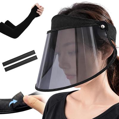 GOKEI Sun Visor Wide Brim UV Cut Rate 99.9 UPF50+ Washable Sweat Absorbent Pads 2 Pieces Arm Covers Thin Band 22 Levels Angle Adjustment Bicycle Long
