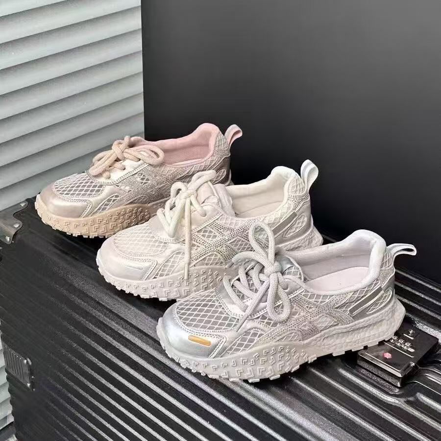 Spring and Summer Comfortable Versatile Rhinestone Breathable Mesh German Training Summer New Thick-soled Sports and Leisure Forrest Gump Shoes