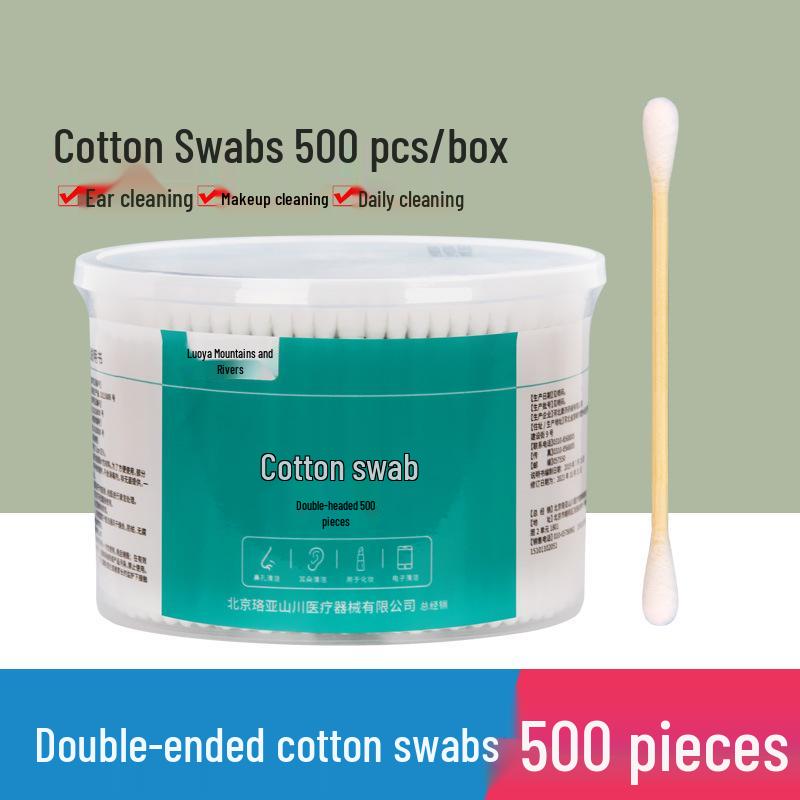 500 pcs Double-Ended Cotton Swabs for Makeup, Medical Use, and Ear Cleaning