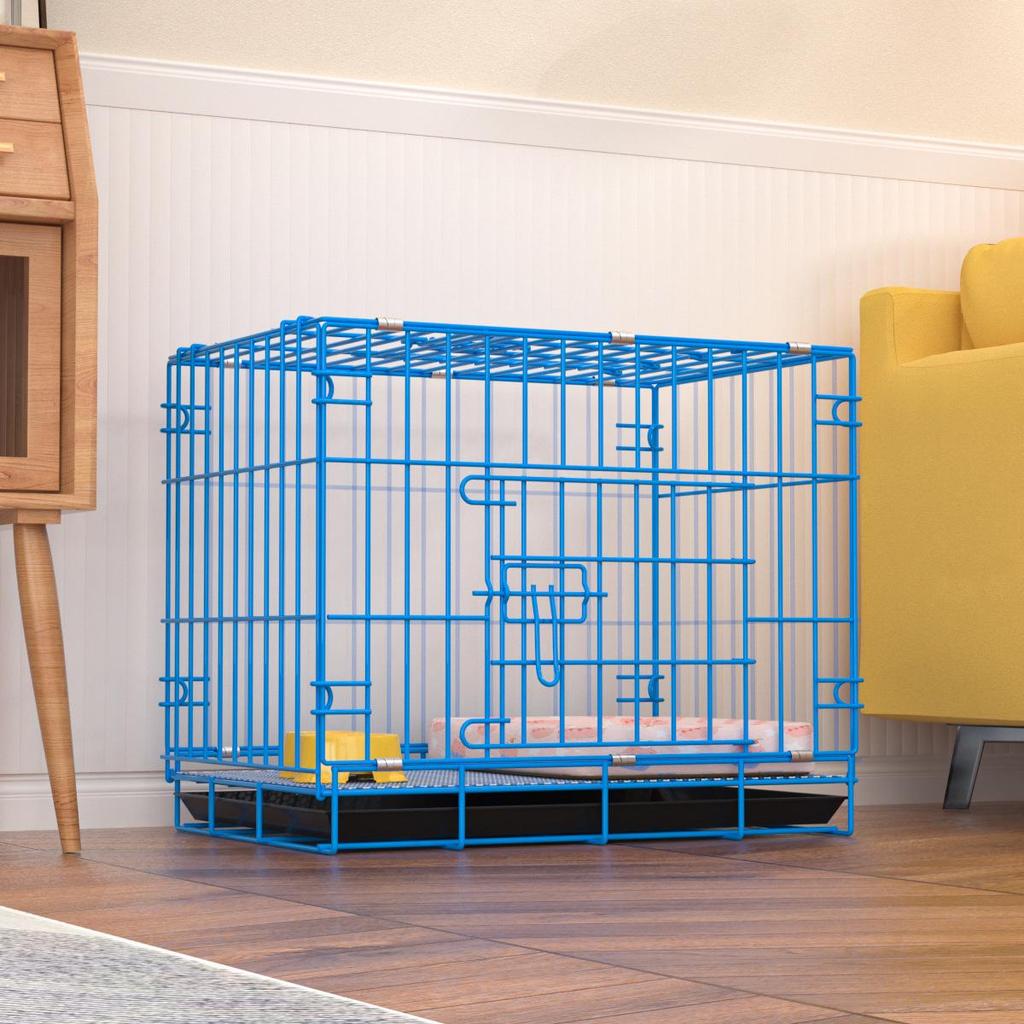 Foldable Metal Dog & Cat Cage for Home, Indoor/Outdoor, Car or Rescue Use