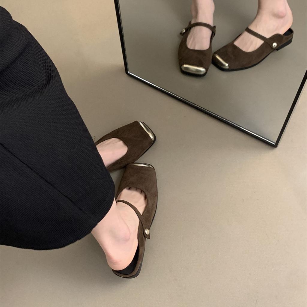 Baotou half slippers female summer fairy new Korean version temperament casual gentle evening breeze with skirt flat-bottomed Muller single shoes