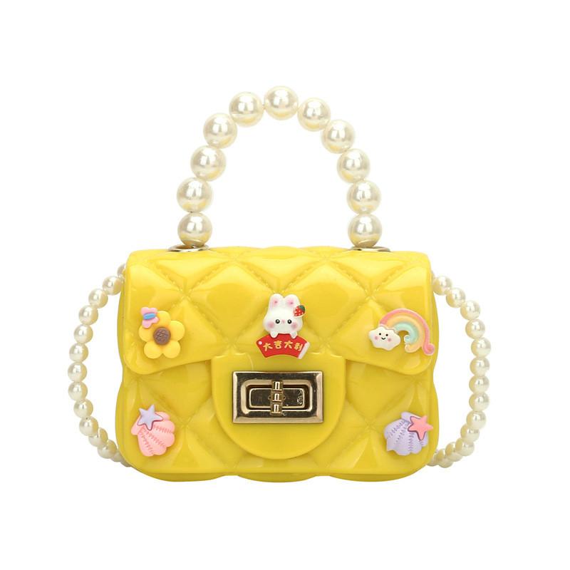 Golden Button Girls Rabbit Pattern Crossbody Bag Rainbow Pattern Daily Bags