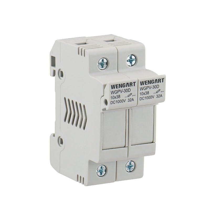 Wengart Solar Fuse Holder WGPV-30D,1 Pole DC1000V 35mmDIN Rail Mount Fuse Holder for fuse 10x38mm gPV Up to 32A,18 to 8 AWG