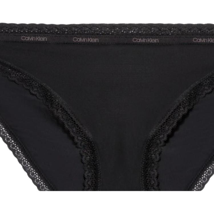 Calvin Klein Lace Trim Mid-Rise Bikini Briefs Women underwear Black 000QD3766E-UB1
