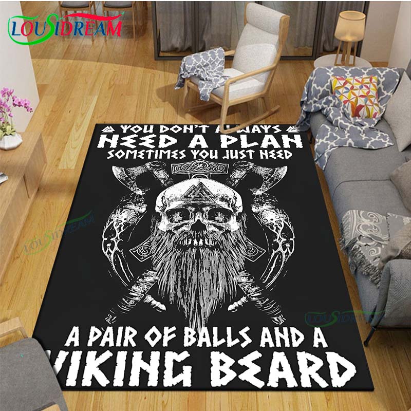 Nordic Viking Mythology Symbols Carpet Room Decor Floor Mats Bedroom Yoga Mat Photography Props Area Rug Birthday Gift